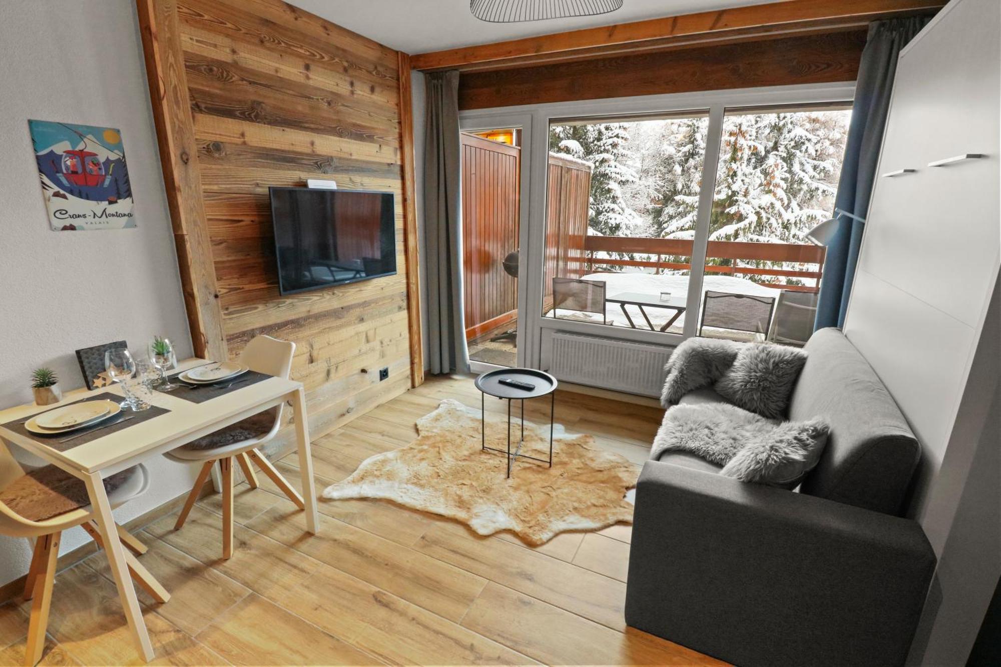 Joli Studio Avec Parking Gratuit Crans-Montana Extérieur photo